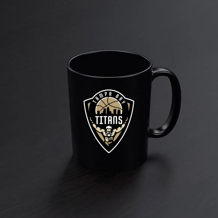 product image of a black mug with the tampa bay titans logo on it